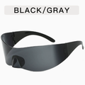 Trendy Y2K Cyberpunk Sunglasses - Frameless One-Piece Tech Hip Hop Aviator