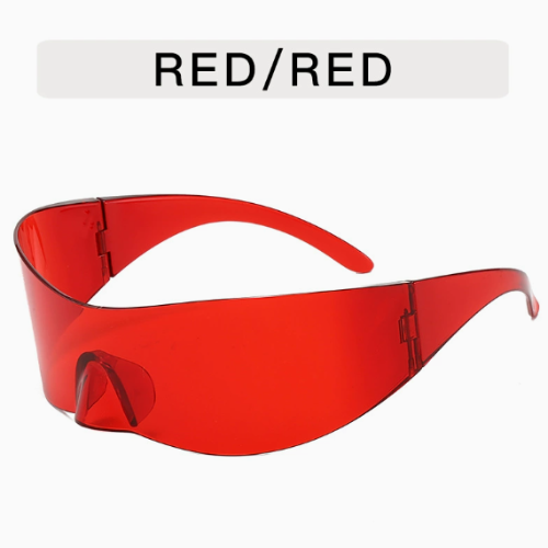 Trendy Y2K Cyberpunk Sunglasses - Frameless One-Piece Tech Hip Hop Aviator