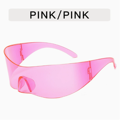 Trendy Y2K Cyberpunk Sunglasses - Frameless One-Piece Tech Hip Hop Aviator