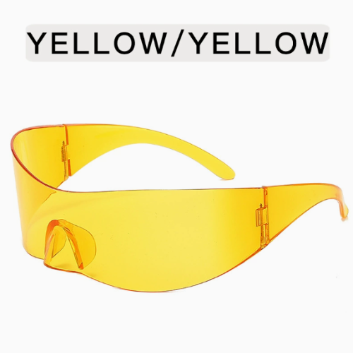 Trendy Y2K Cyberpunk Sunglasses - Frameless One-Piece Tech Hip Hop Aviator