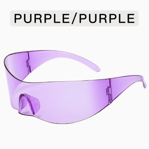 Trendy Y2K Cyberpunk Sunglasses - Frameless One-Piece Tech Hip Hop Aviator