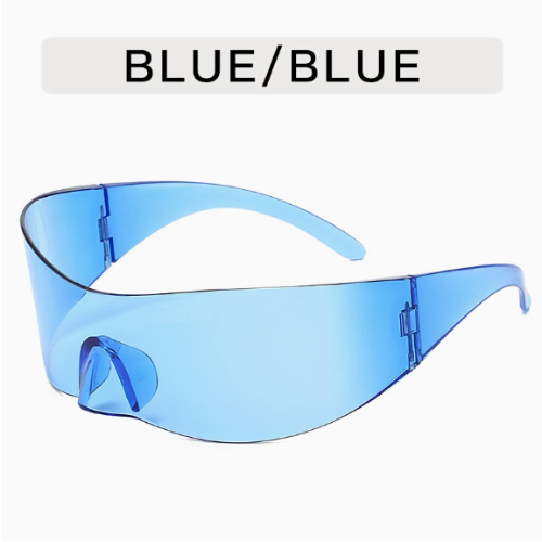 Trendy Y2K Cyberpunk Sunglasses - Frameless One-Piece Tech Hip Hop Aviator