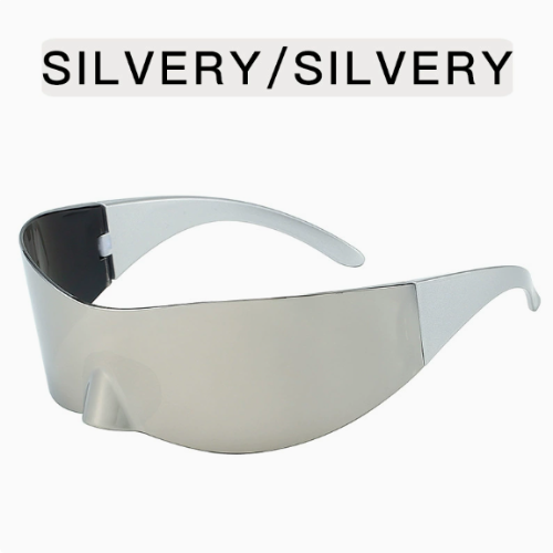 Trendy Y2K Cyberpunk Sunglasses - Frameless One-Piece Tech Hip Hop Aviator